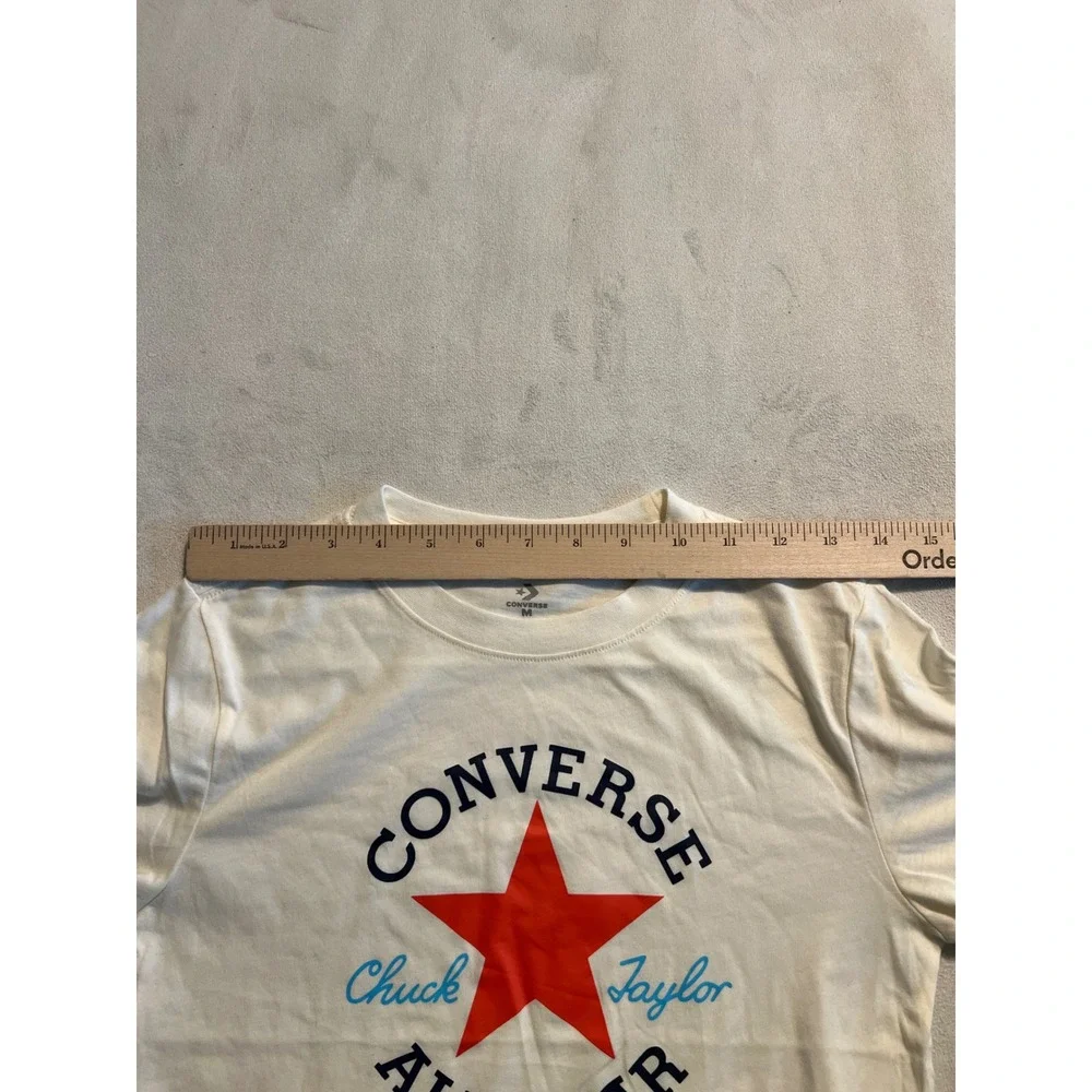 Converse Chuck Taylor All Star Kids Boys Cream Graphic T-Shirt Size M 10-12 YRS